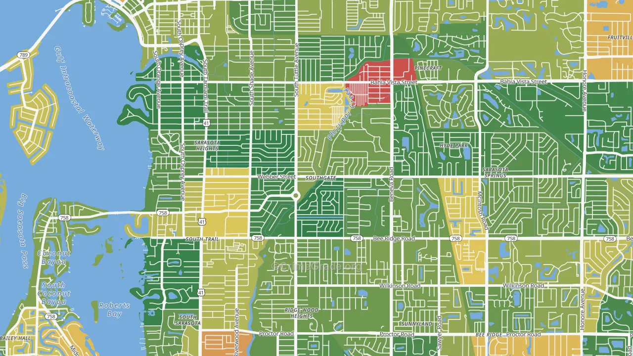 Southgate, FL Map of Drug-Related Crime Rates