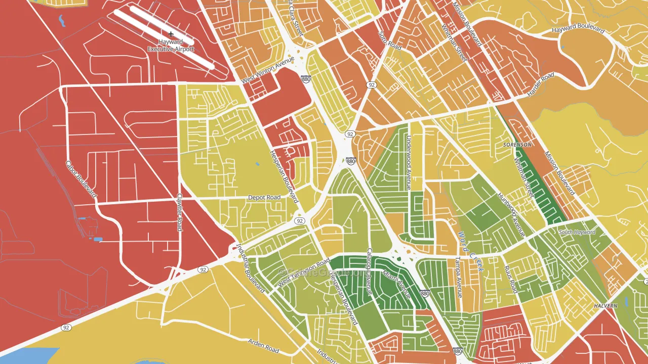 Southgate, Hayward, CA Map of Drug-Related Crime Rates
