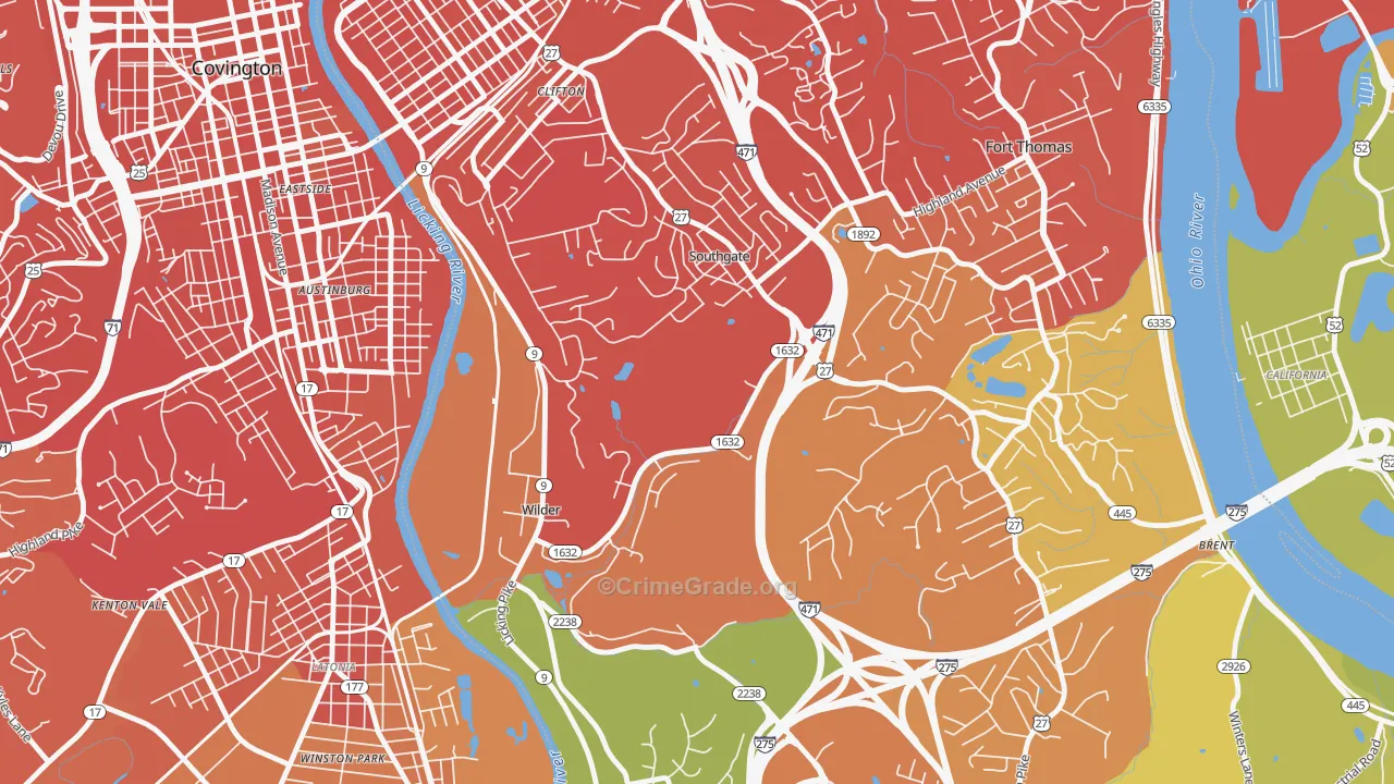 Southgate, KY Map of Drug-Related Crime Rates