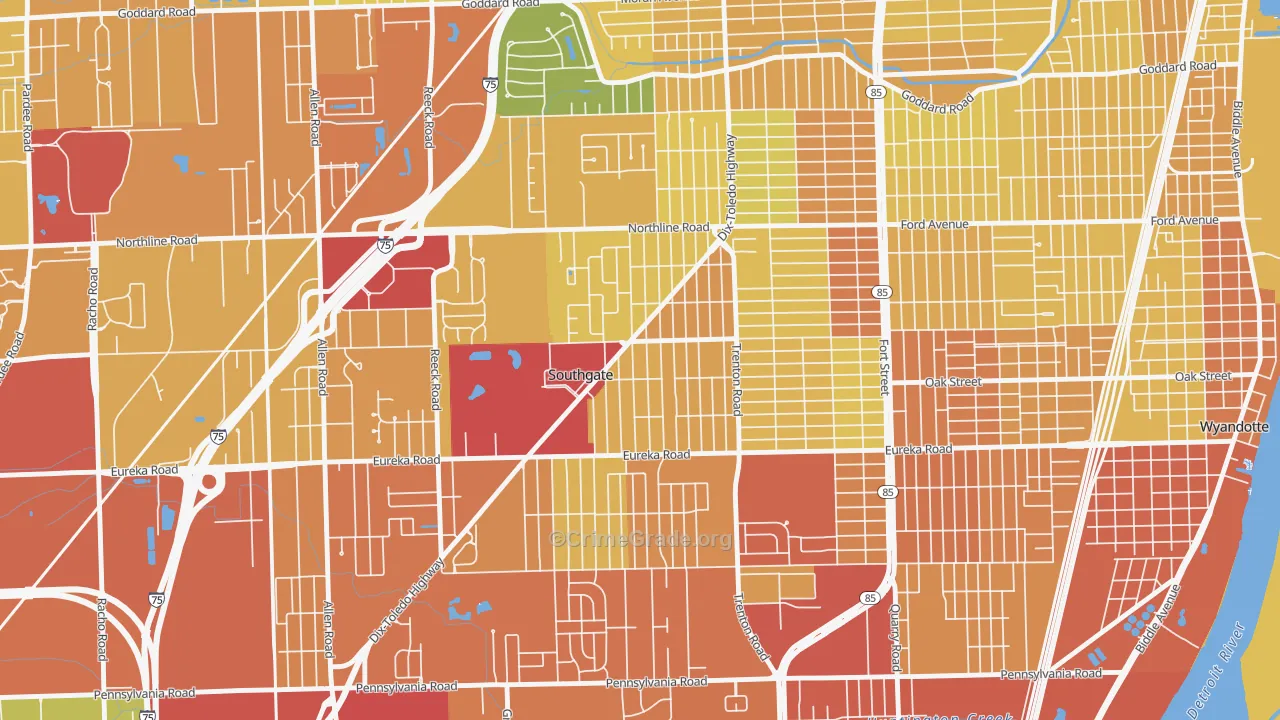Southgate, MI Map of Drug-Related Crime Rates