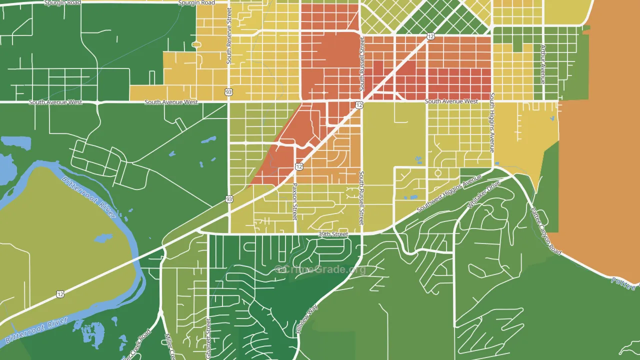 Southgate Triangle, Missoula, MT Map of Drug-Related Crime Rates