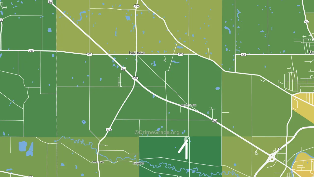 Southington, OH Map of Drug-Related Crime Rates