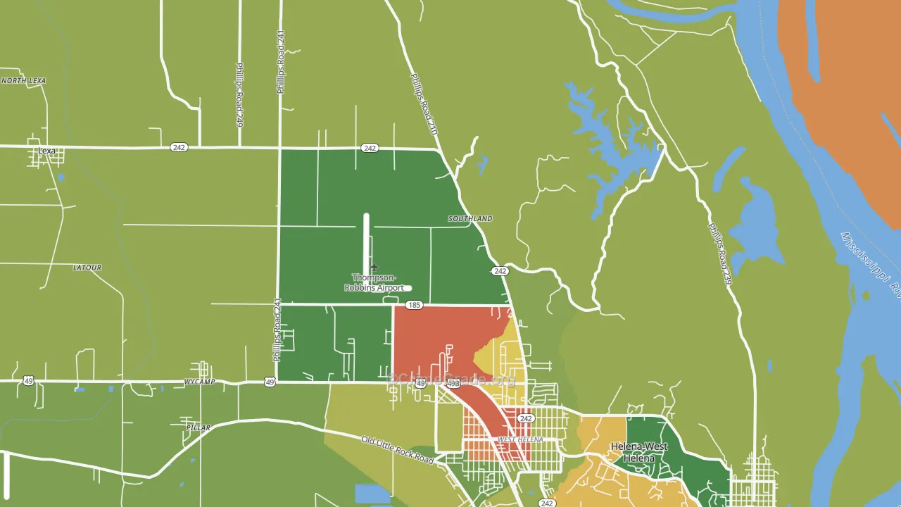 Southland, AR Map of Drug-Related Crime Rates