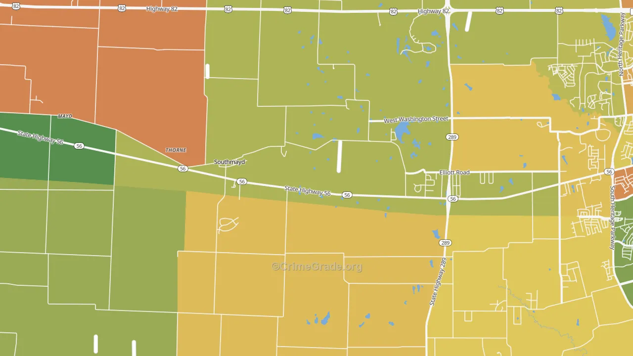 Southmayd, TX Map of Drug-Related Crime Rates