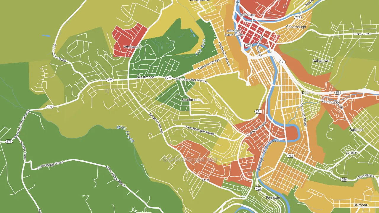 Southmont, PA Map of Drug-Related Crime Rates