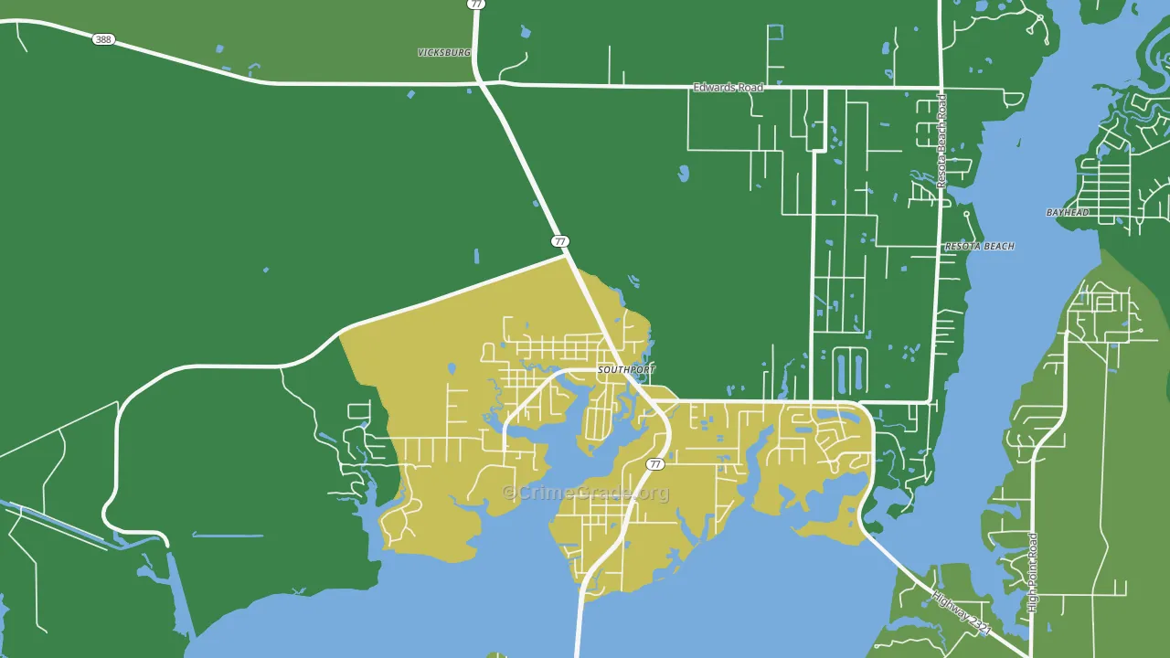 Southport, FL Map of Drug-Related Crime Rates