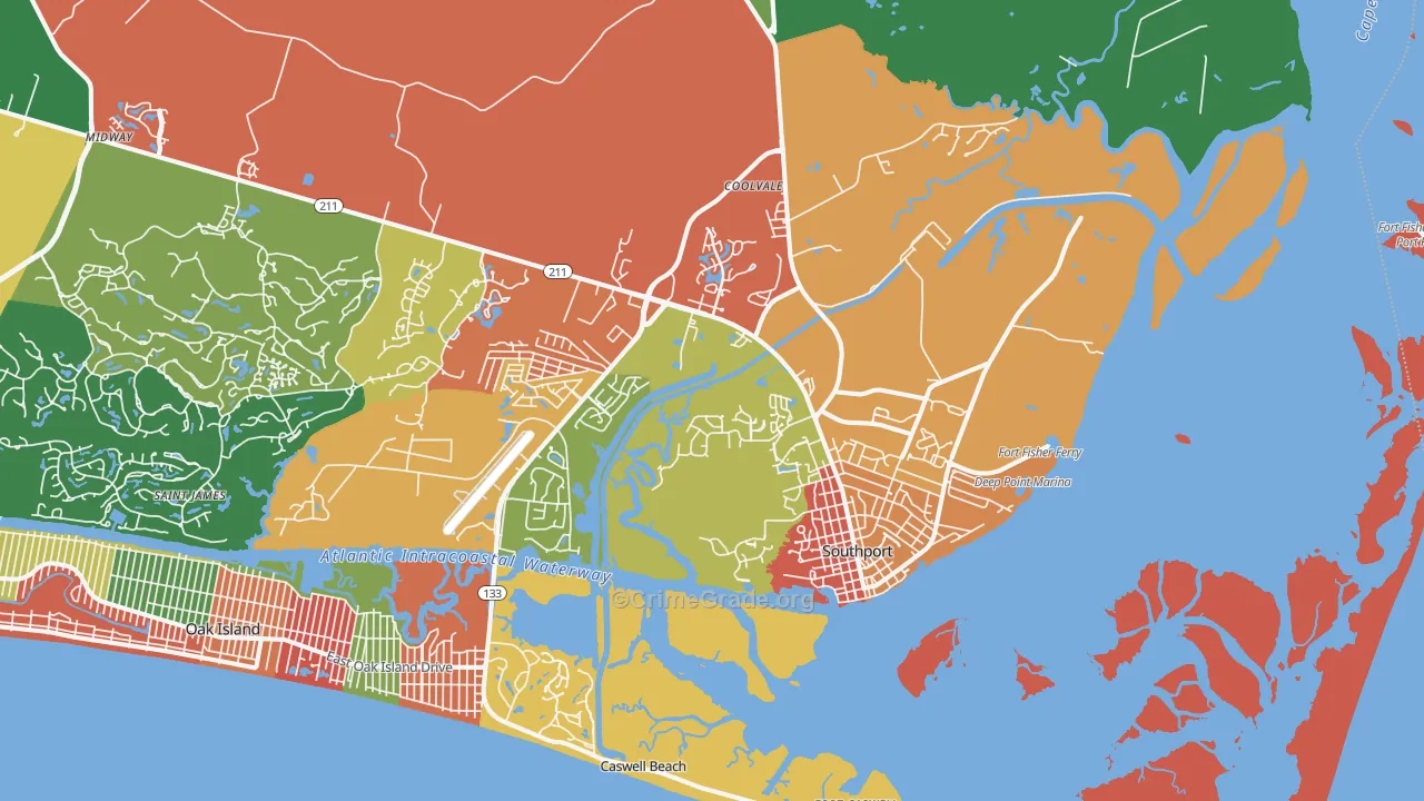 Southport, NC Map of Drug-Related Crime Rates