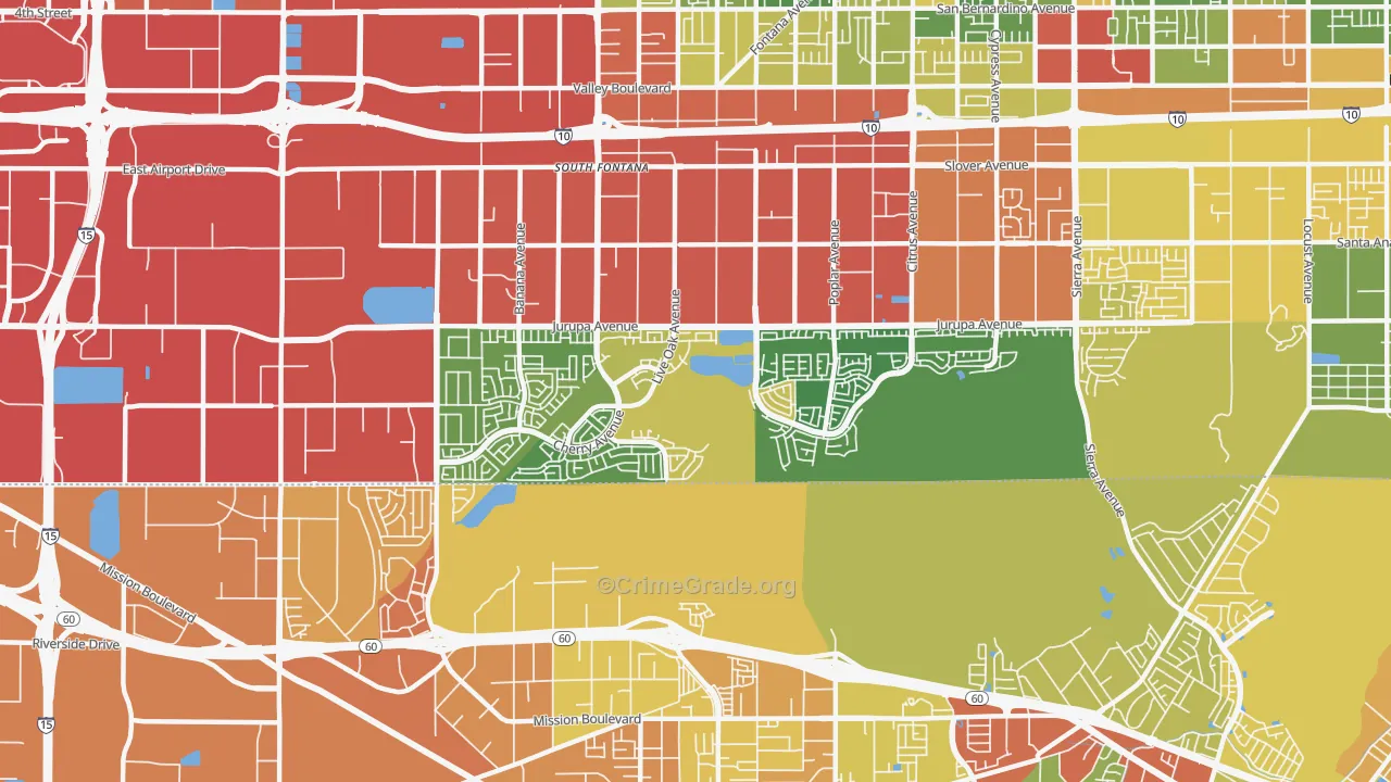 Southridge Village, Fontana, CA Map of Drug-Related Crime Rates