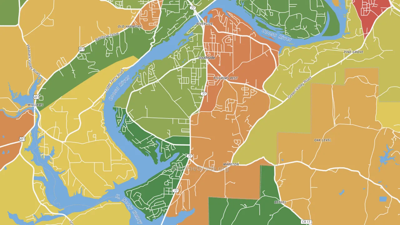 Southside, AL Map of Drug-Related Crime Rates
