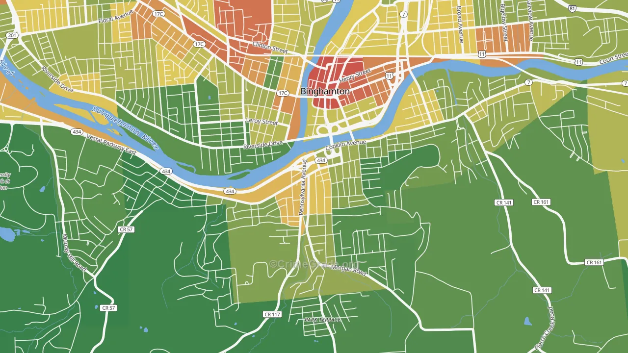 Southside, Binghamton, NY Map of Drug-Related Crime Rates