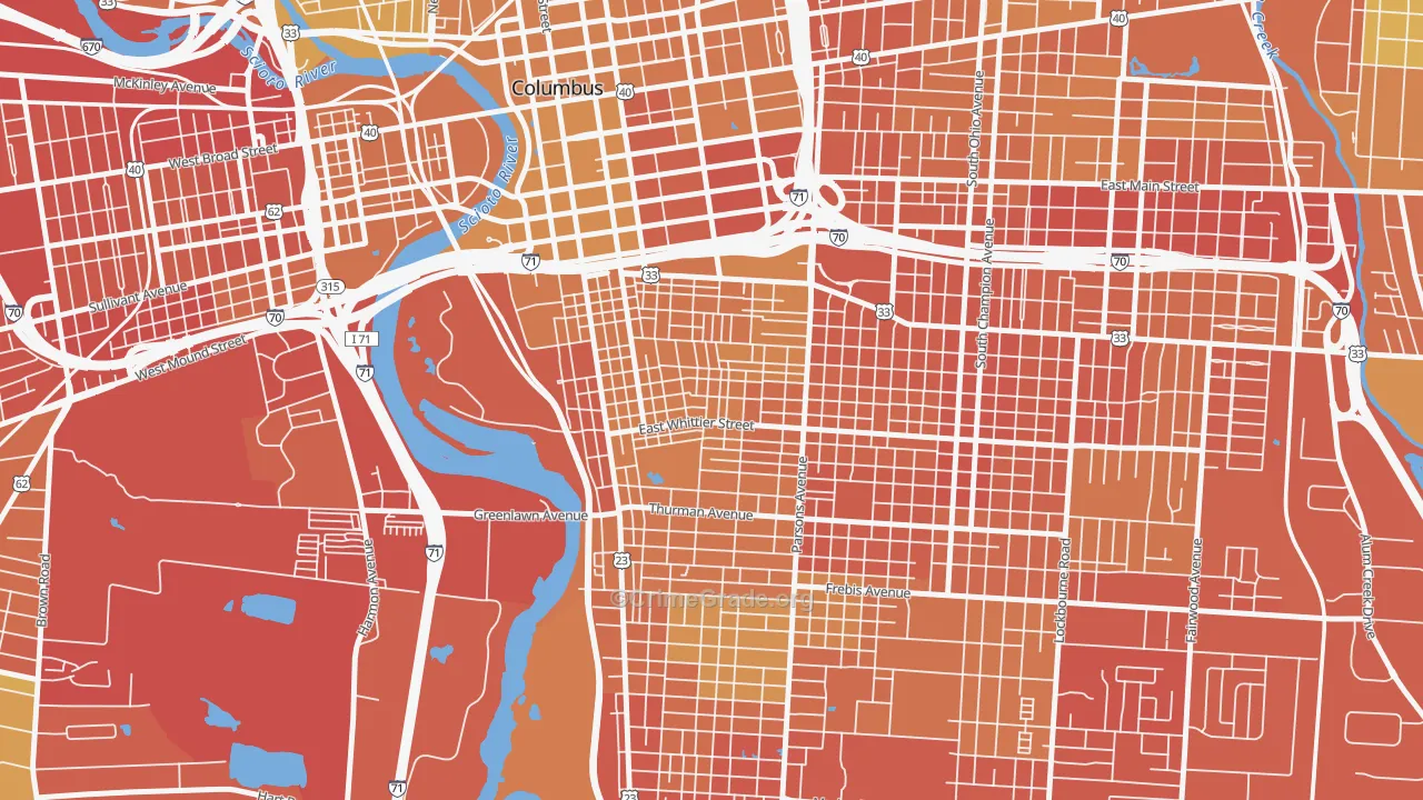 Southside Columbus, Columbus, OH Map of Drug-Related Crime Rates
