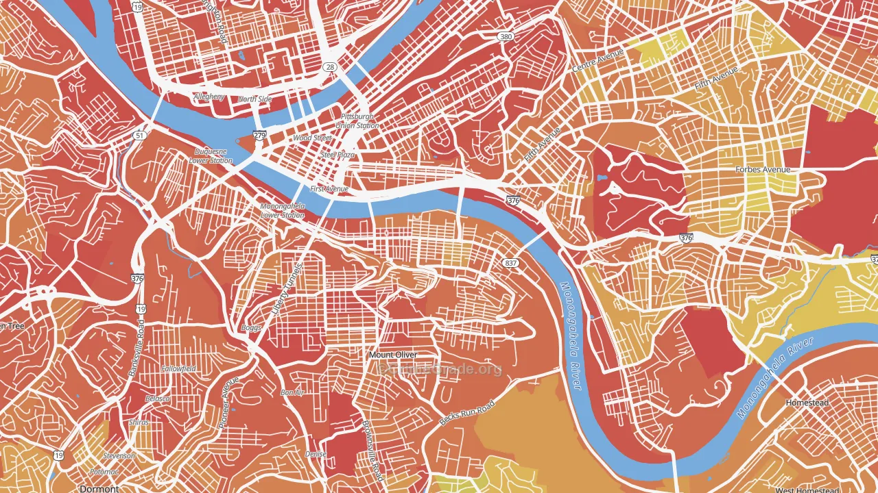 Southside Flats, Pittsburgh, PA Map of Drug-Related Crime Rates
