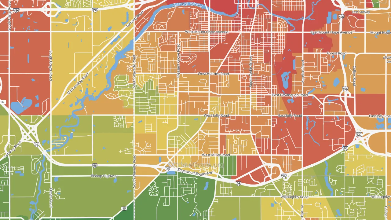Southside, Lansing, MI Map of Drug-Related Crime Rates
