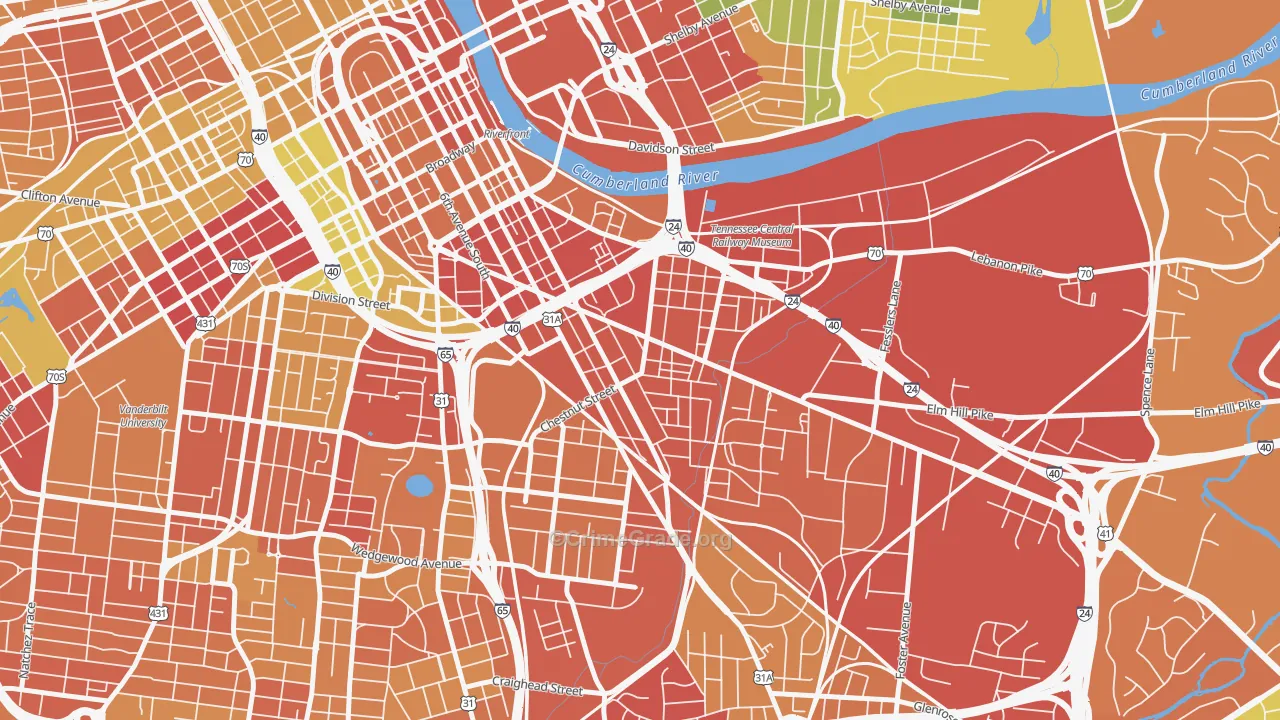 Southside, Nashville, TN Map of Drug-Related Crime Rates
