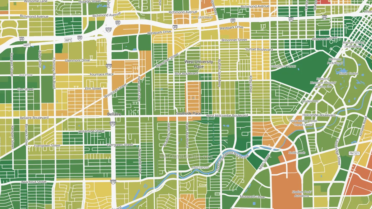 Southside Place, TX Map of Drug-Related Crime Rates