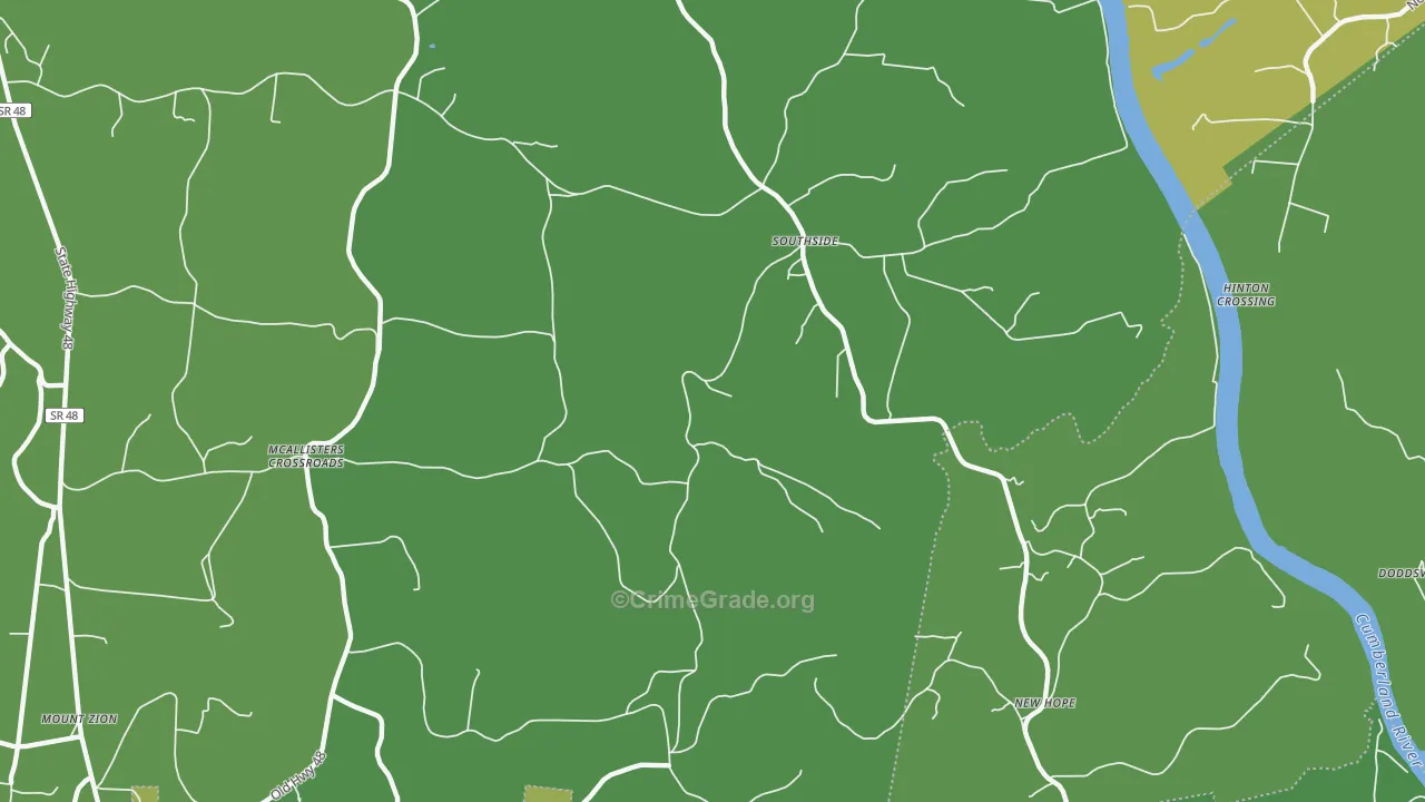 Southside, TN Map of Drug-Related Crime Rates