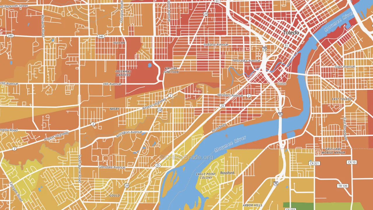 Southside, Toledo, OH Map of Drug-Related Crime Rates
