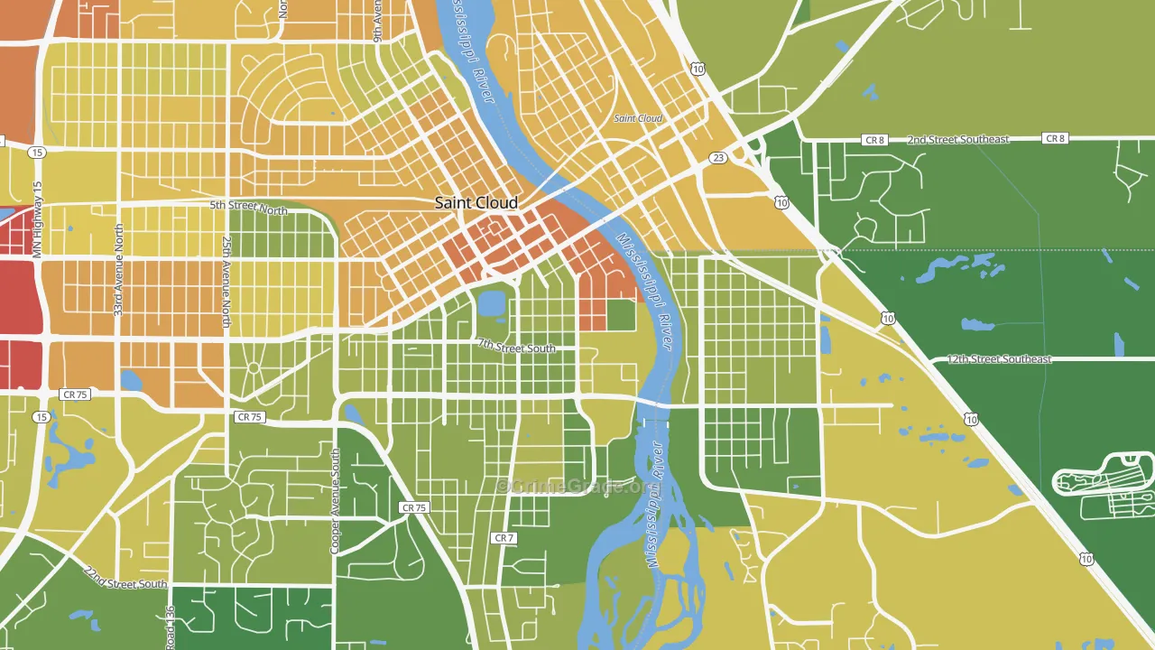 Southside University, St. Cloud, MN Map of Drug-Related Crime Rates