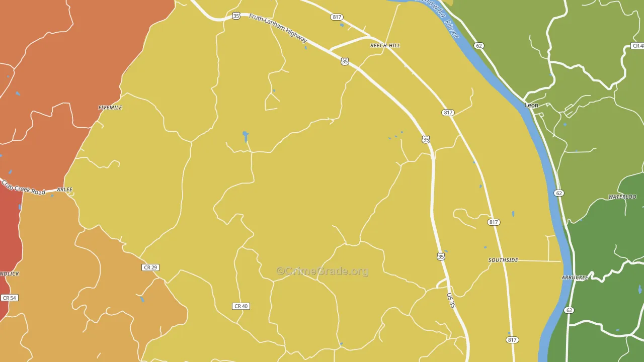 Southside, WV Map of Drug-Related Crime Rates