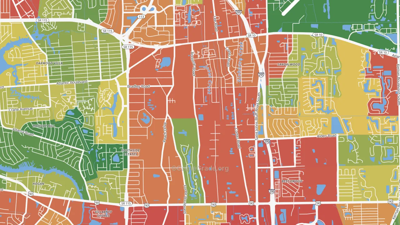 Southsuide Estates, Jacksonville, FL Map of Drug-Related Crime Rates