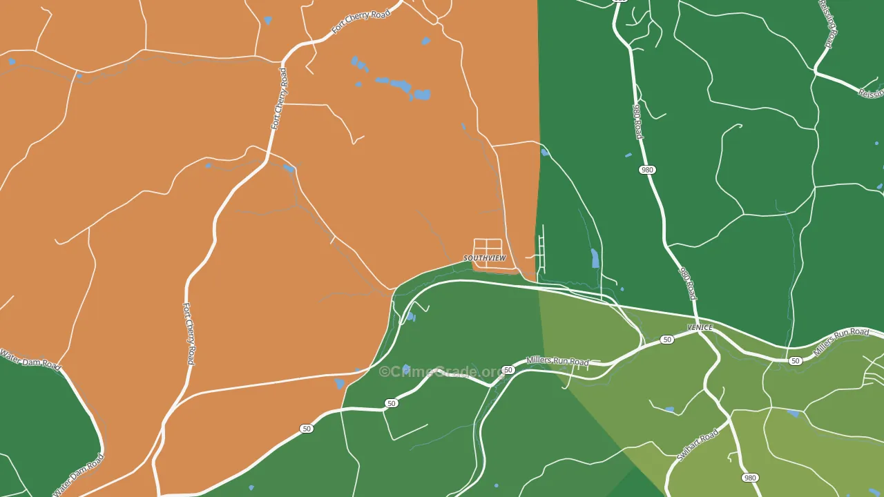 Southview, PA Map of Drug-Related Crime Rates