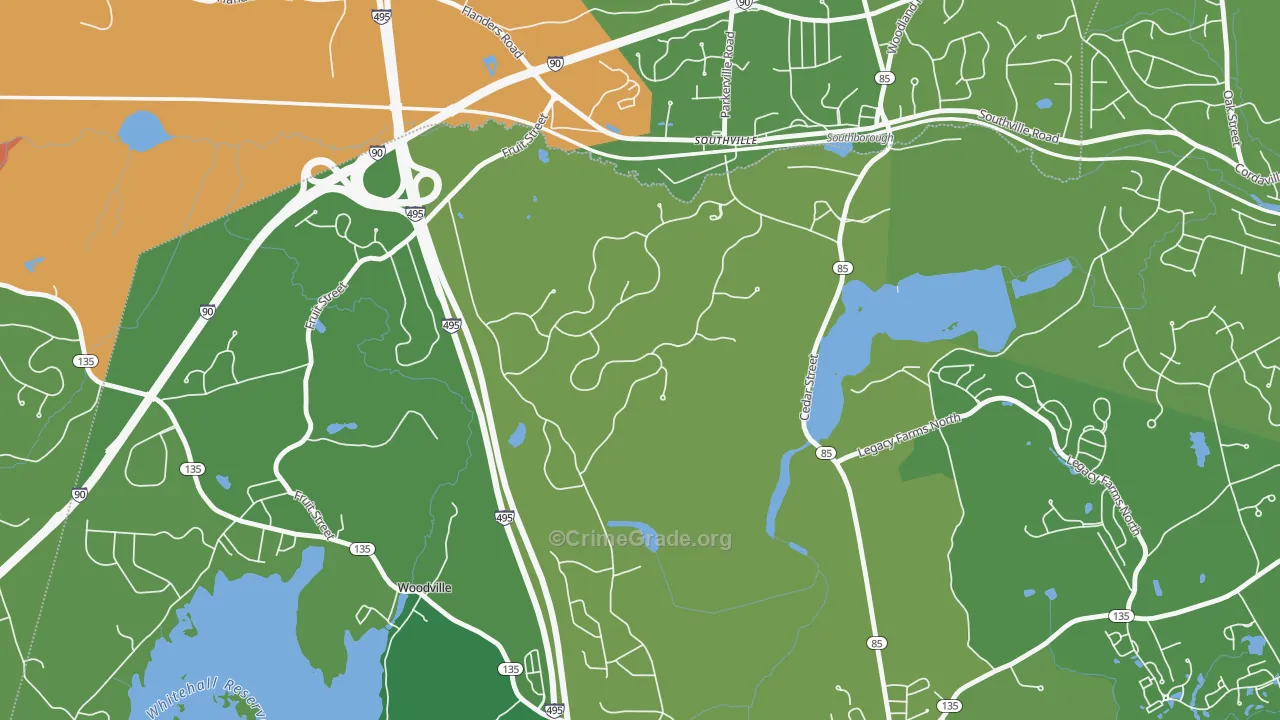 Southville, MA Map of Drug-Related Crime Rates