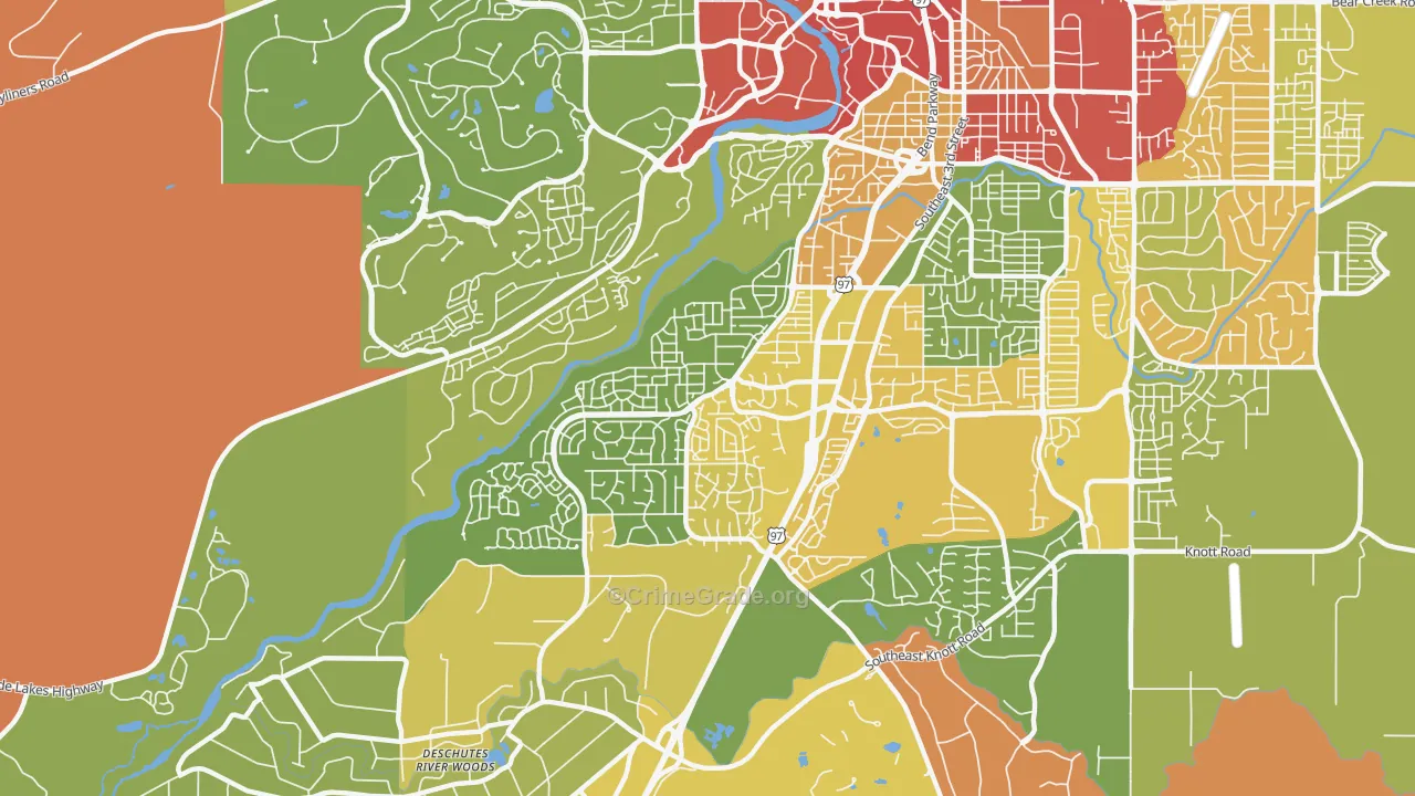 Southwest Bend, Bend, OR Map of Drug-Related Crime Rates