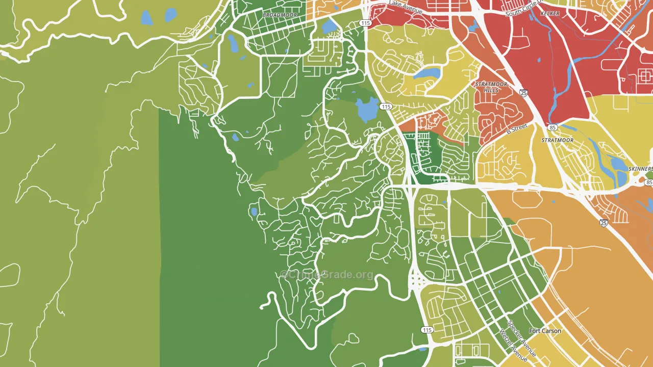 Southwest Colorado Springs, Colorado Springs, CO Map of Drug-Related Crime Rates