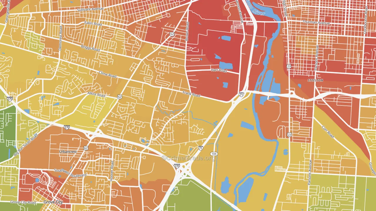 Southwest, Columbus, OH Map of Drug-Related Crime Rates