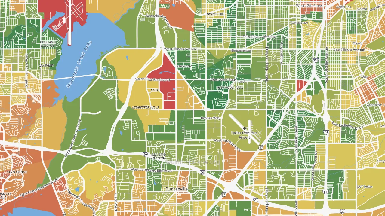 Southwest Dallas, Dallas, TX Map of Drug-Related Crime Rates