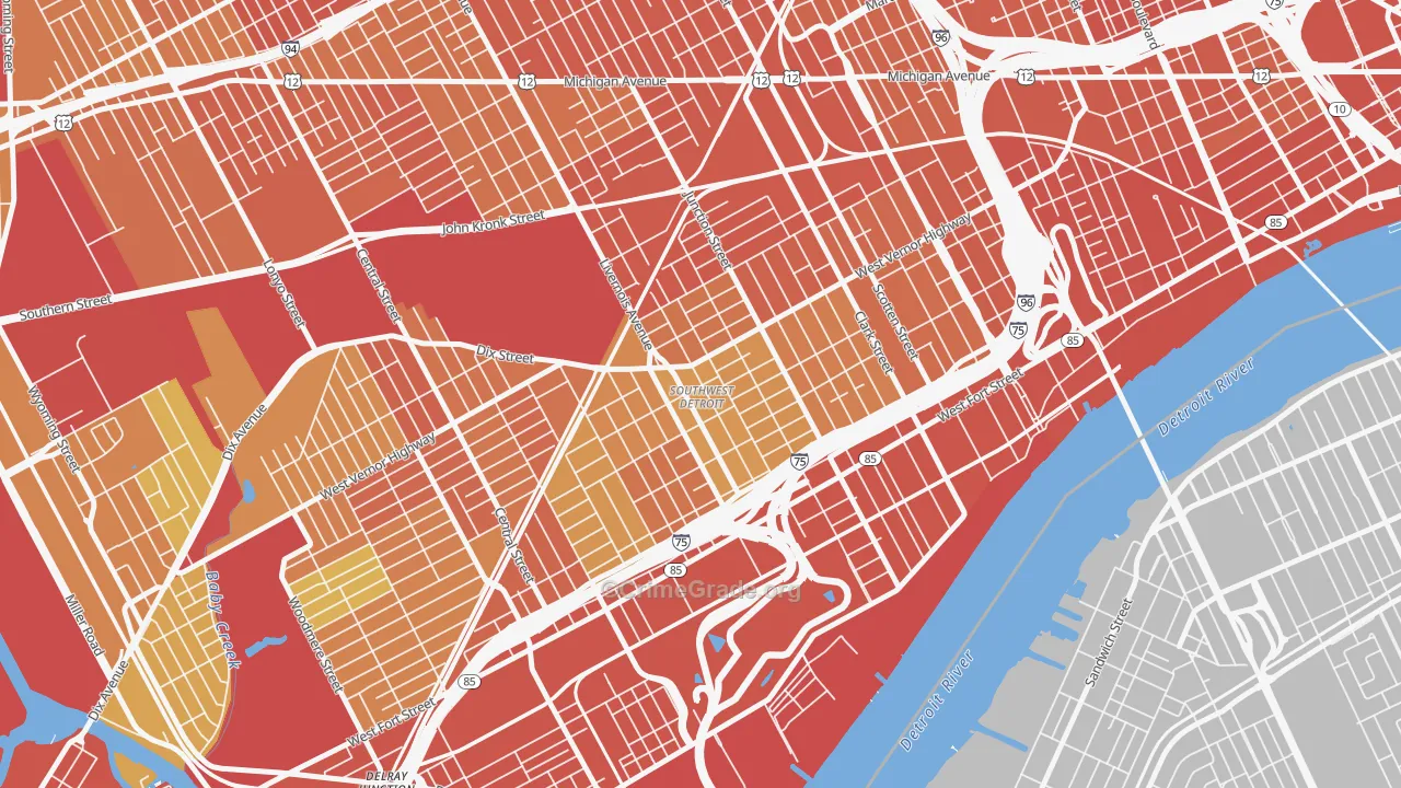 Southwest Detroit, Detroit, MI Map of Drug-Related Crime Rates