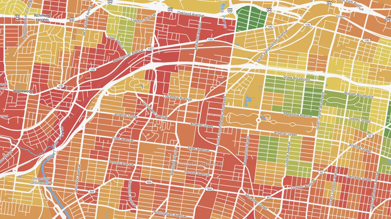 Southwest Garden, St. Louis, MO Map of Drug-Related Crime Rates