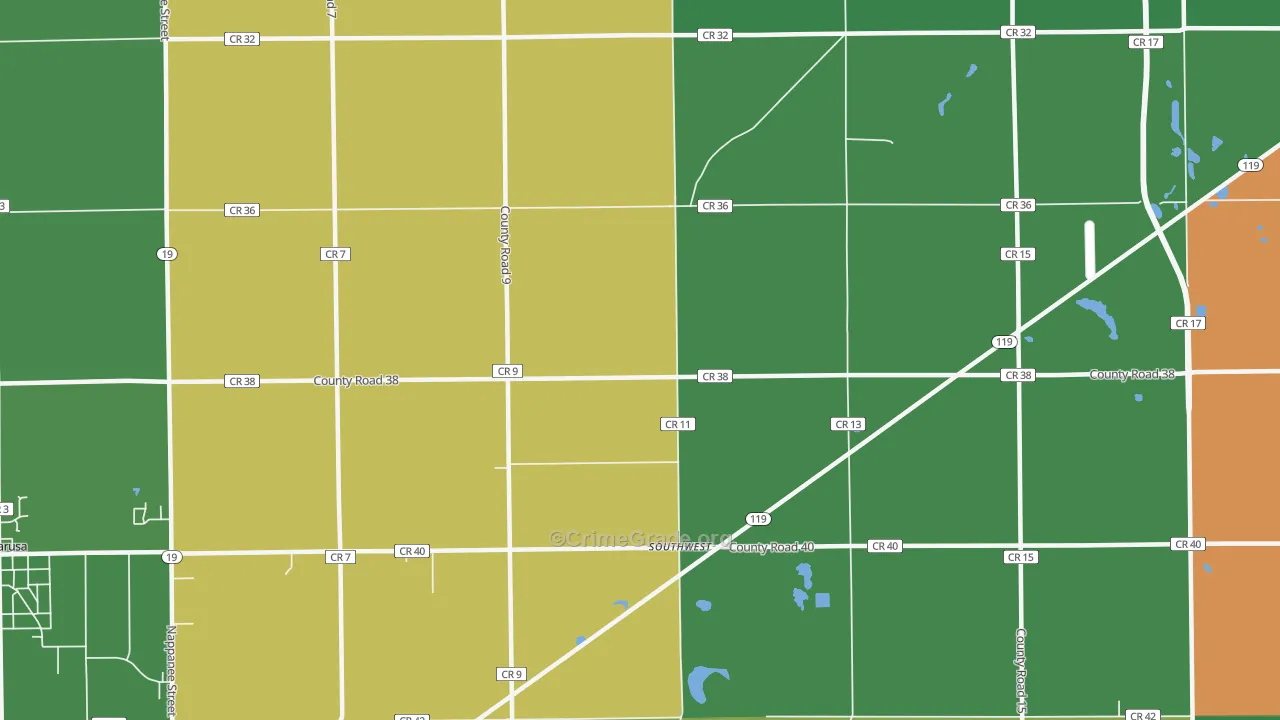 Southwest, IN Map of Drug-Related Crime Rates