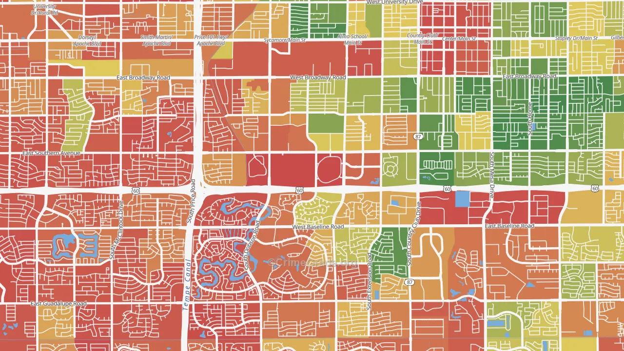 Southwest Mesa, Mesa, AZ Map of Drug-Related Crime Rates