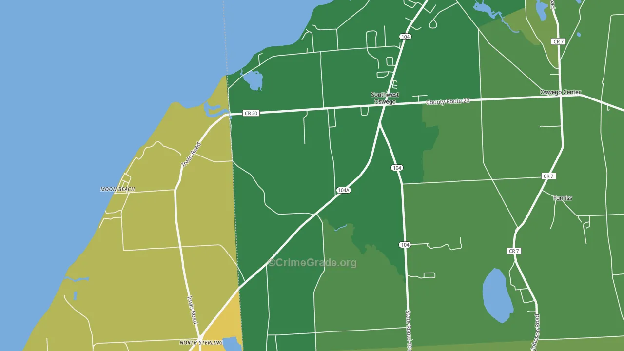 Southwest Oswego, NY Map of Drug-Related Crime Rates