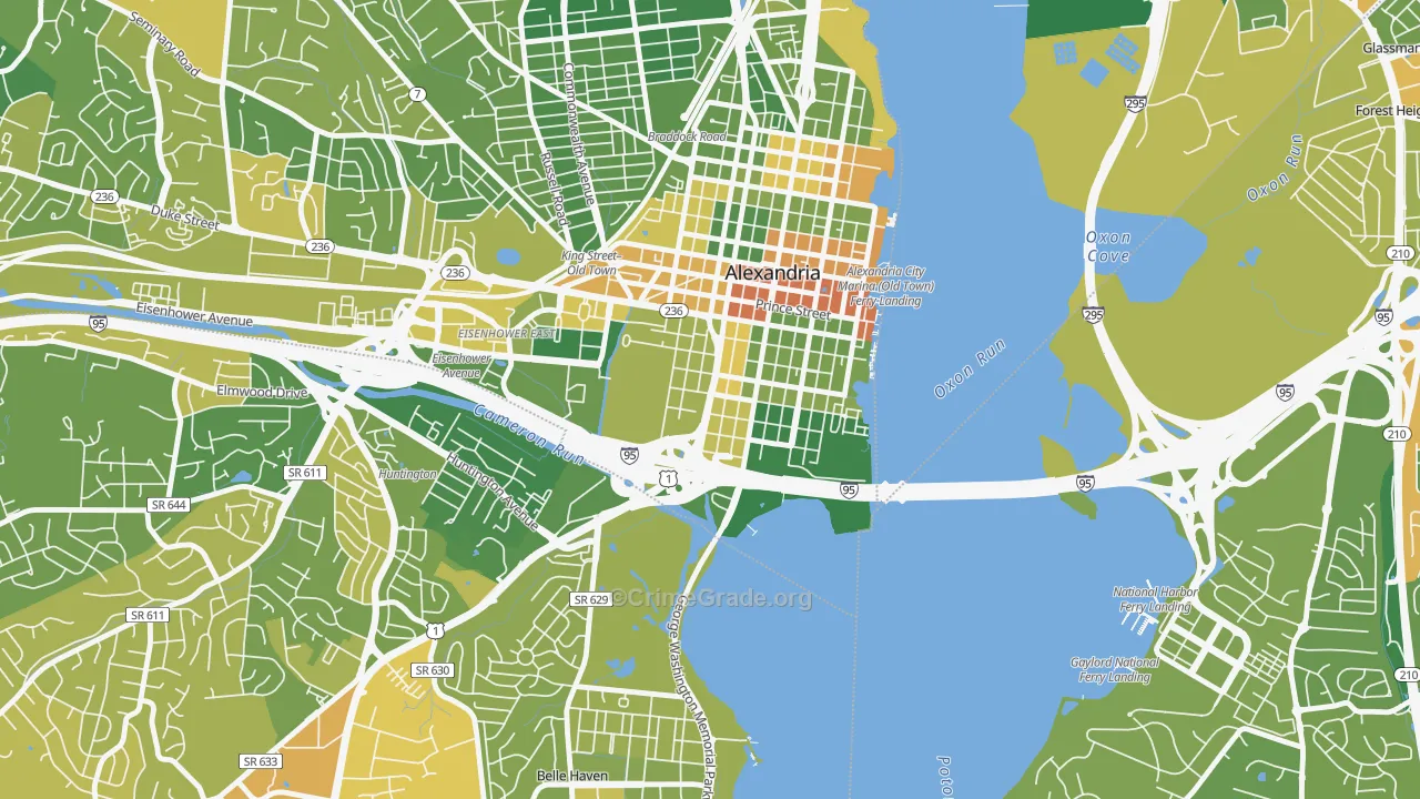 Southwest Quadrant, Alexandria, VA Map of Drug-Related Crime Rates