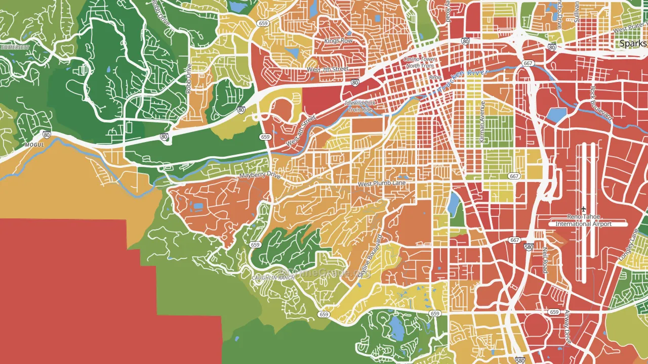 Southwest, Reno, NV Map of Drug-Related Crime Rates
