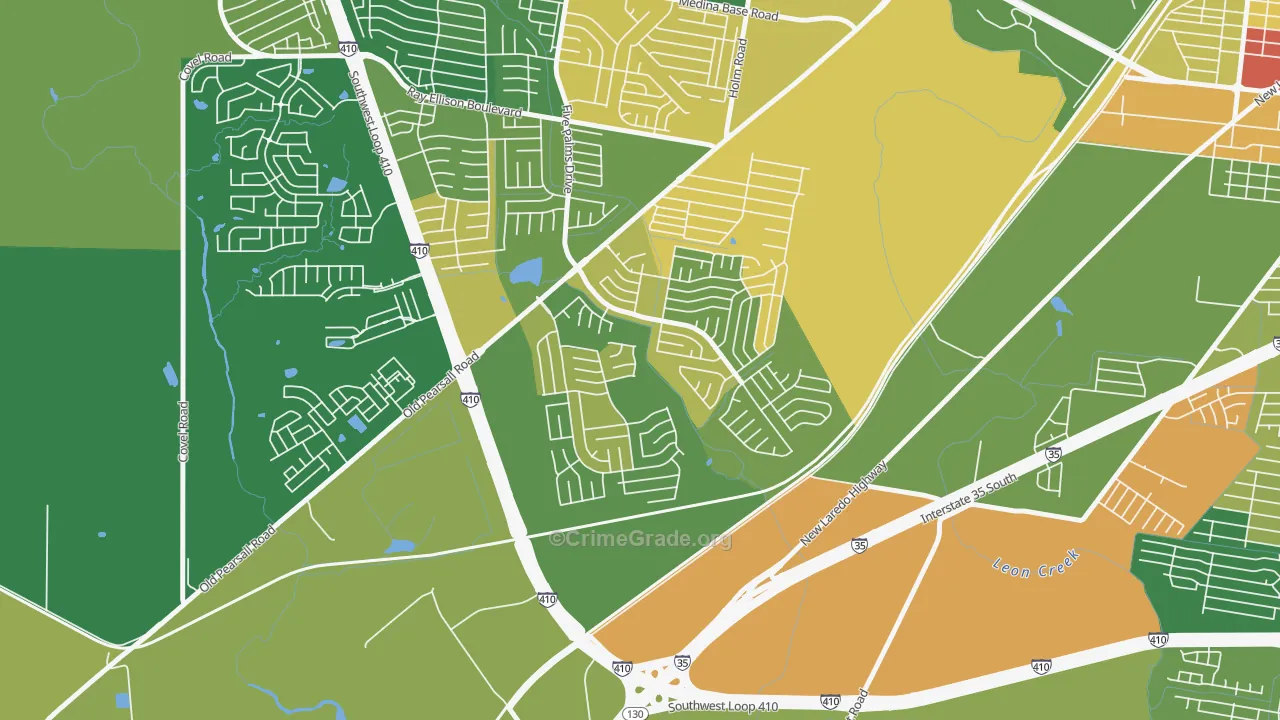 Southwest, San Antonio, TX Map of Drug-Related Crime Rates