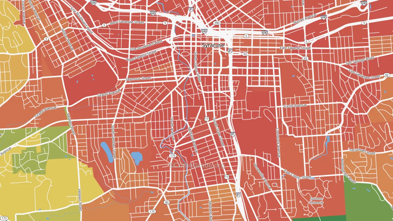 Southwest, Syracuse, NY Map of Drug-Related Crime Rates