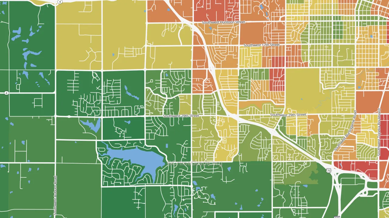 Southwest Topeka, Topeka, KS Map of Drug-Related Crime Rates