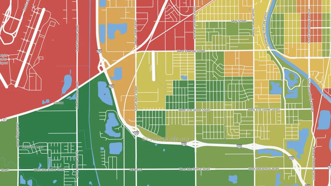 Southwest Village, Wichita, KS Map of Drug-Related Crime Rates