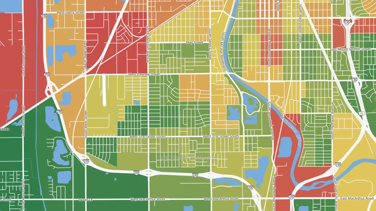 Southwest, Wichita, KS Map of Drug-Related Crime Rates