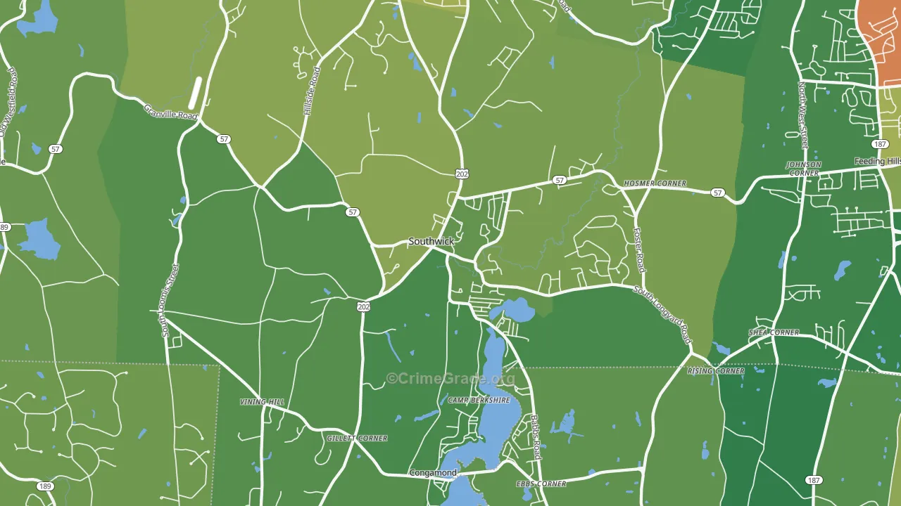 Southwick, MA Map of Drug-Related Crime Rates