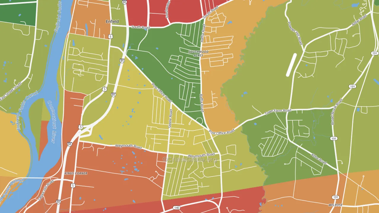 Southwood Acres, CT Map of Drug-Related Crime Rates