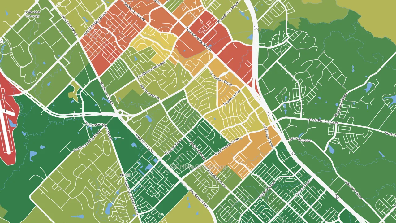 Southwood Valley, College Station, TX Map of Drug-Related Crime Rates