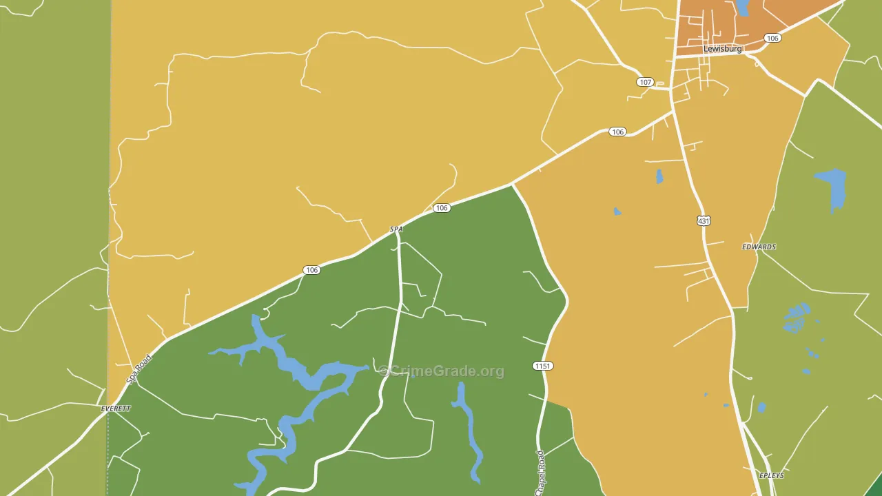 Spa, KY Map of Drug-Related Crime Rates