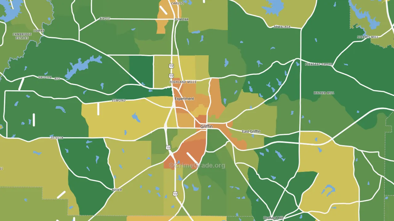 Spalding County, GA Map of Drug-Related Crime Rates