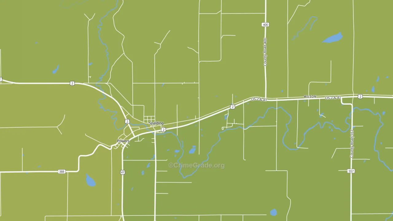Spalding, MI Map of Drug-Related Crime Rates