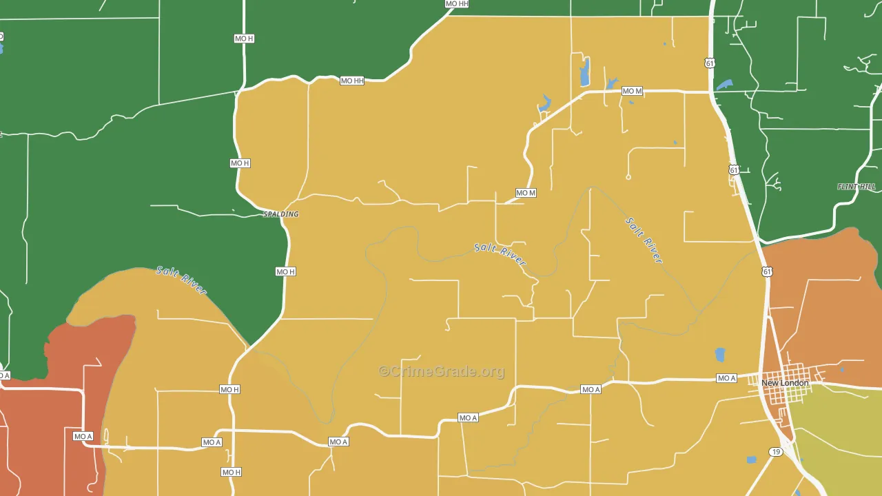Spalding, MO Map of Drug-Related Crime Rates
