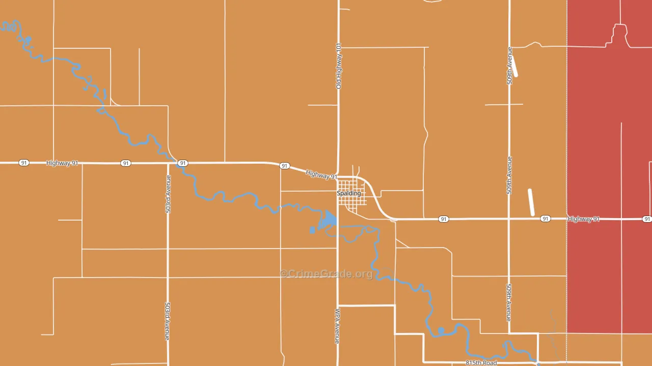 Spalding, NE Map of Drug-Related Crime Rates